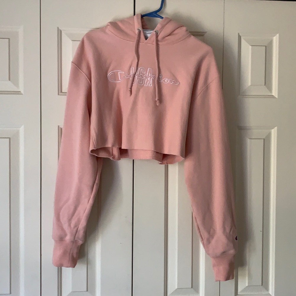 Light pink champion cropped hoodie